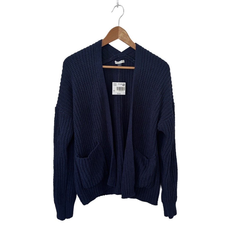 American Eagle‎ Navy Blue Chunky Shaker Stitch Open Front Cardigan Sweater Small